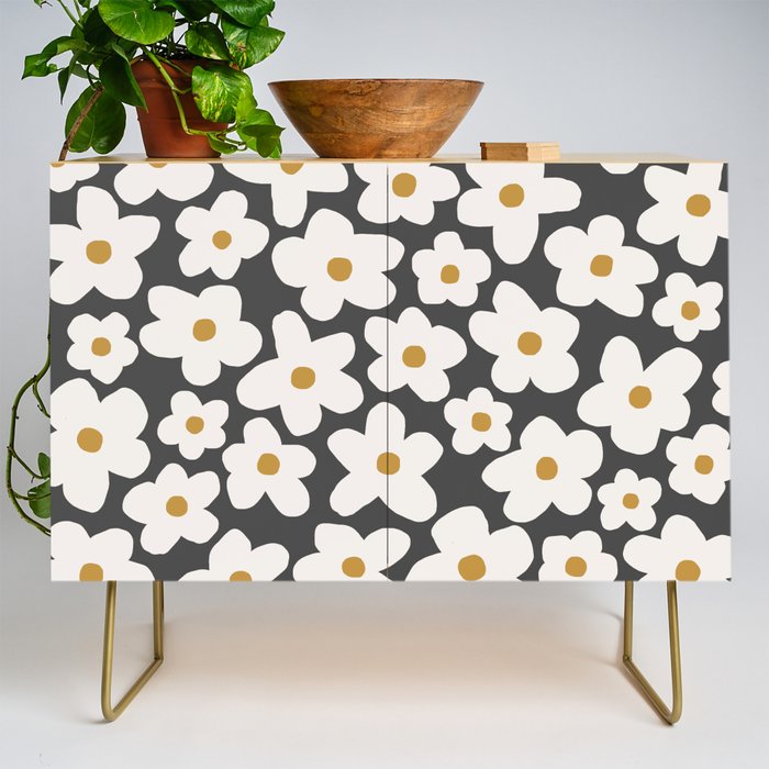 Ditsy Bloom - charcoal Credenza Gallery Image 1
