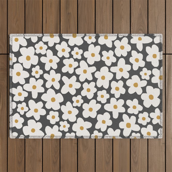 Ditsy Bloom - charcoal Outdoor Rug Gallery Image 1