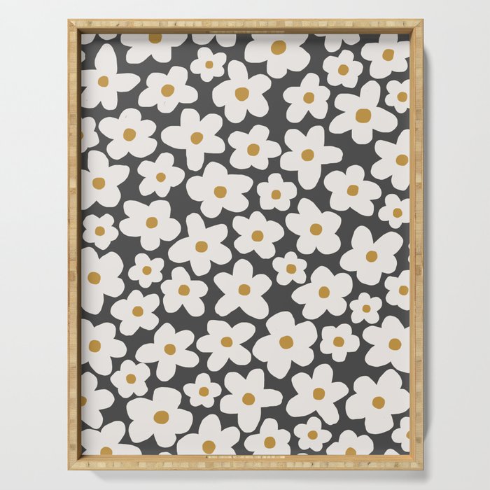 Ditsy Bloom - charcoal Serving Tray Gallery Image 1