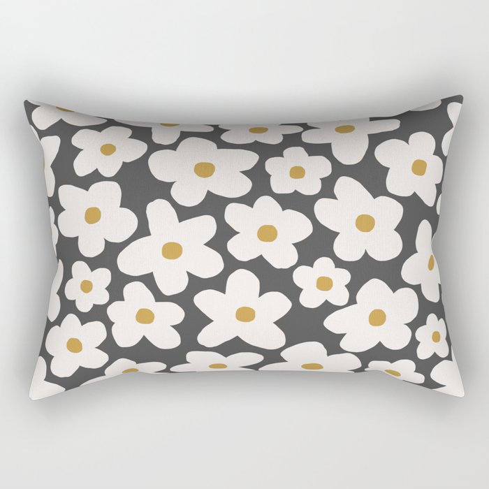 Ditsy Bloom - charcoal Rectangular Pillow Gallery Image 2