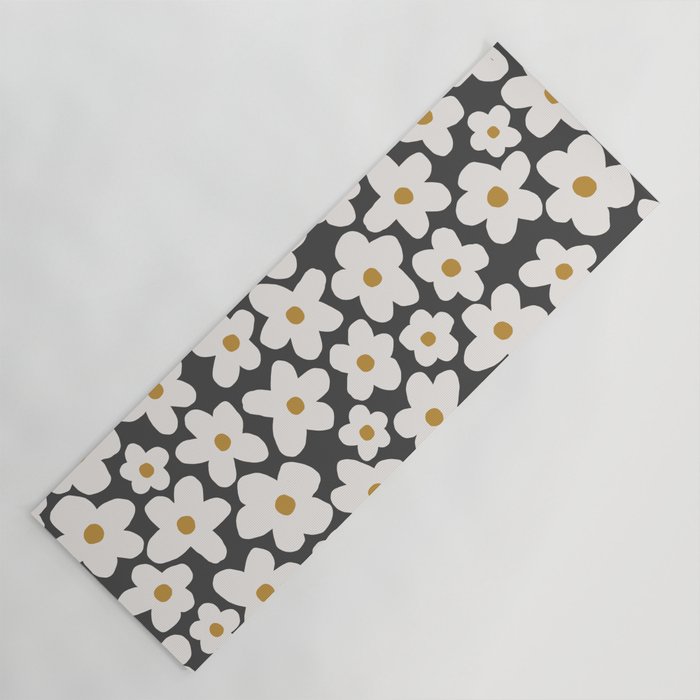 Ditsy Bloom - charcoal Yoga Mat Gallery Image 1