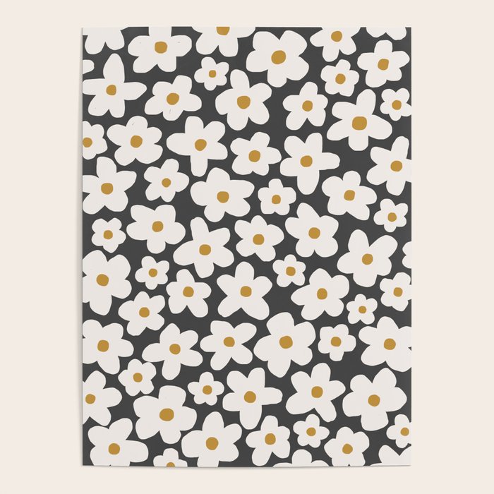 Ditsy Bloom - charcoal Poster Gallery Image 4