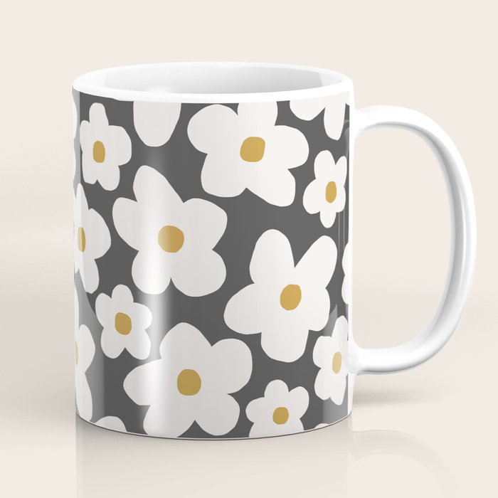 Ditsy Bloom - charcoal Coffee Mug Gallery Image 1