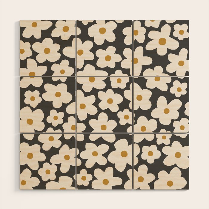 Ditsy Bloom - charcoal Wood Wall Art Gallery Image 1