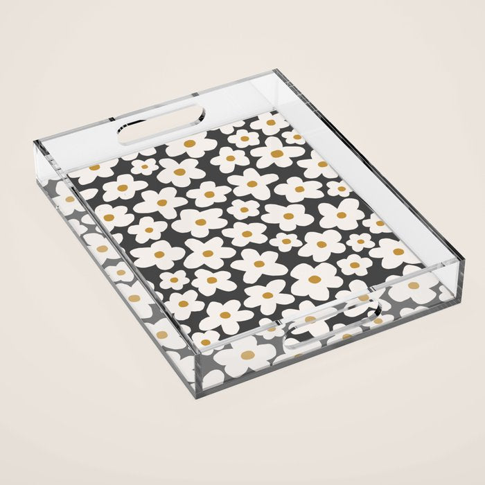 Ditsy Bloom - charcoal Acrylic Tray Gallery Image 1