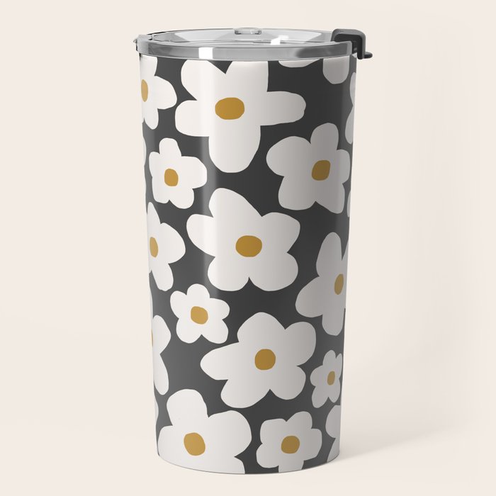Ditsy Bloom - charcoal Travel Mug Gallery Image 2