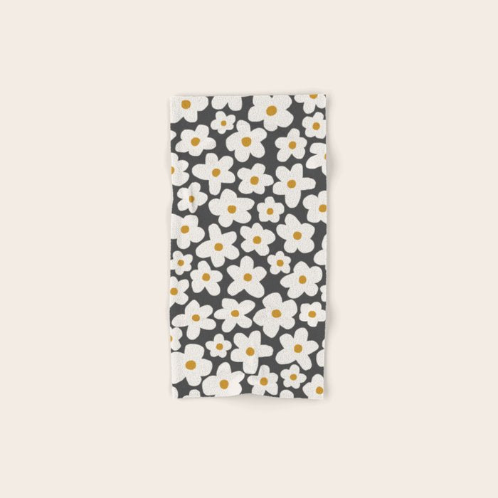 Ditsy Bloom - charcoal Bath Towel Gallery Image 1