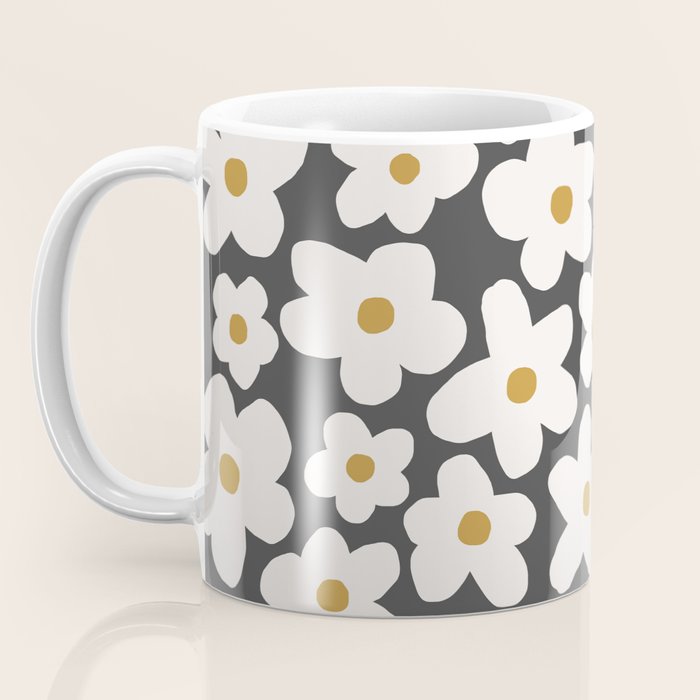 Ditsy Bloom - charcoal Coffee Mug Gallery Image 3