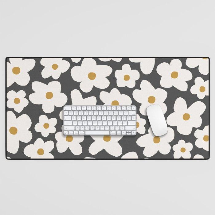 Ditsy Bloom - charcoal Desk Mat Gallery Image 1
