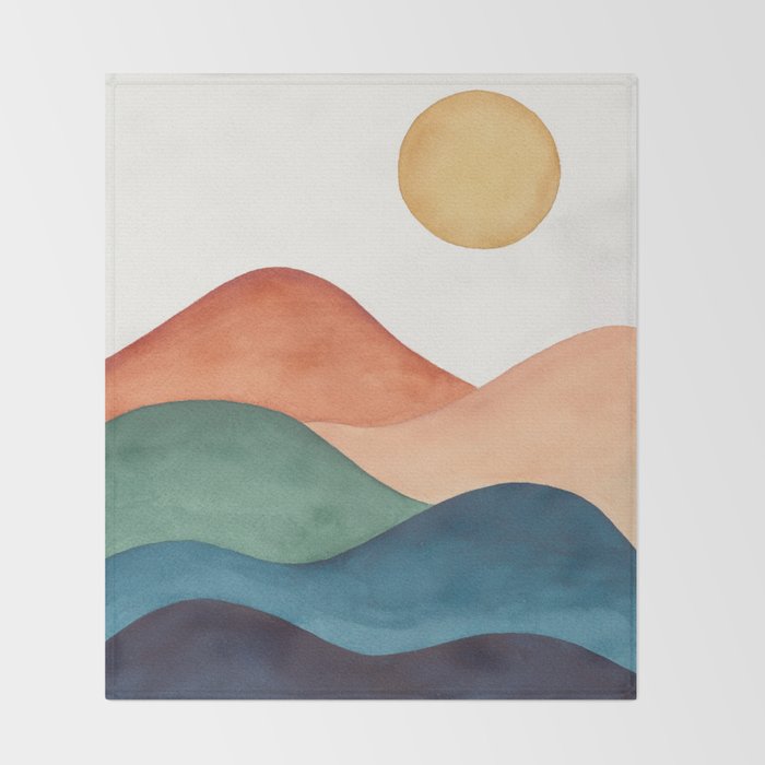 Colorful Abstract Mountains Throw Blanket Gallery Image 2