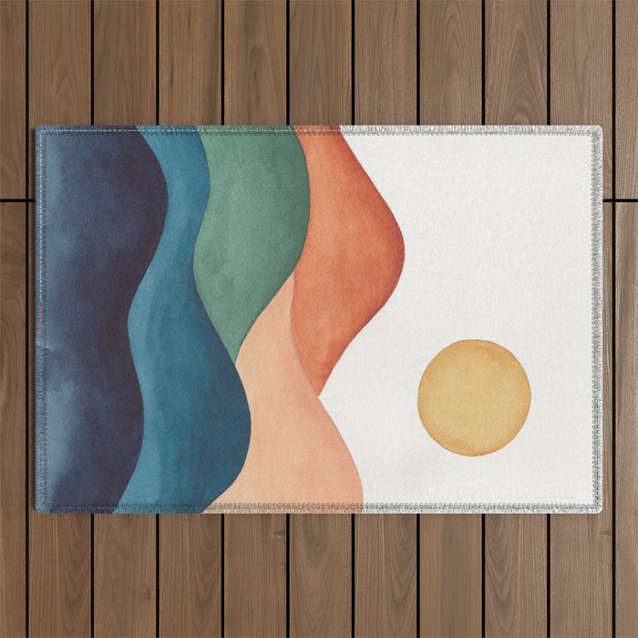 Colorful Abstract Mountains Outdoor Rug Gallery Image 1