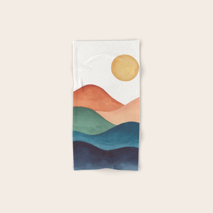Colorful Abstract Mountains Bath Towel Gallery Image 1