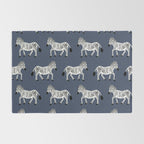 Zebra Parade - Black and White on Denim Navy Blue Rug Gallery Image 2
