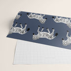 Zebra Parade - Black and White on Denim Navy Blue Wrapping Paper Gallery Image 2