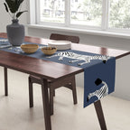 Zebra Parade - Black and White on Denim Navy Blue Table Runner Gallery Image 2