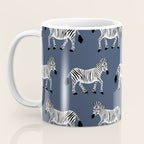 Zebra Parade - Black and White on Denim Navy Blue Coffee Mug Gallery Image 3