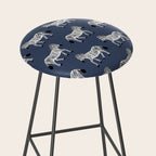 Zebra Parade - Black and White on Denim Navy Blue Stool Gallery Image 2