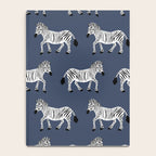 Zebra Parade - Black and White on Denim Navy Blue Notebook Gallery Image 4
