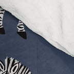 Zebra Parade - Black and White on Denim Navy Blue Comforter Gallery Image 4