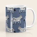 Zebra Parade - Black and White on Denim Navy Blue Coffee Mug Gallery Image 1