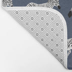 Zebra Parade - Black and White on Denim Navy Blue Bath Mat Gallery Image 2