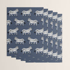 Zebra Parade - Black and White on Denim Navy Blue Wrapping Paper Gallery Image 3