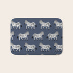 Zebra Parade - Black and White on Denim Navy Blue Bath Mat Gallery Image 1