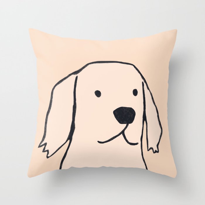Golden retriever on cream Throw Pillow Gallery Image 1