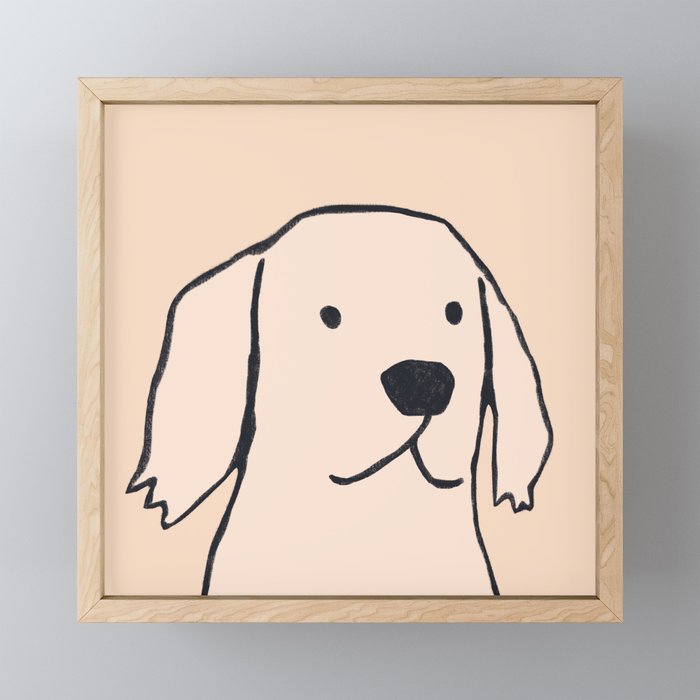 Golden retriever on cream Mini Art Print Gallery Image 1