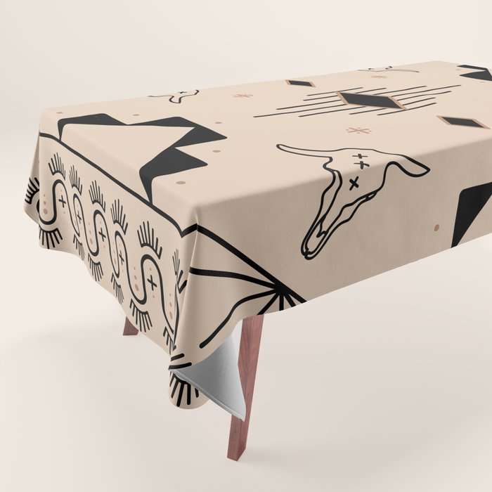 Lost Desert Tile - Black & Camel Tablecloth Gallery Image 1