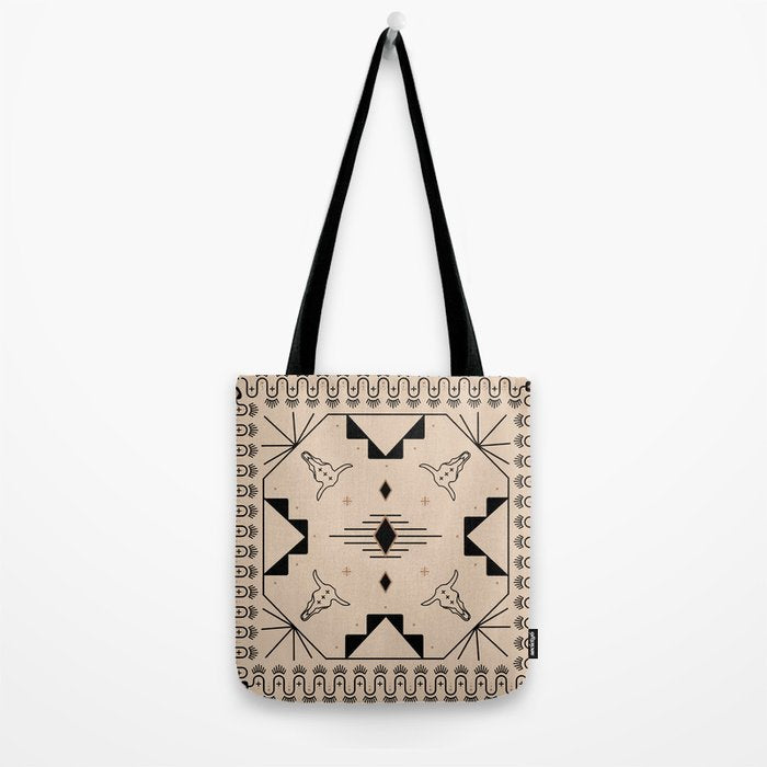 Lost Desert Tile - Black & Camel Tote Bag Gallery Image 2