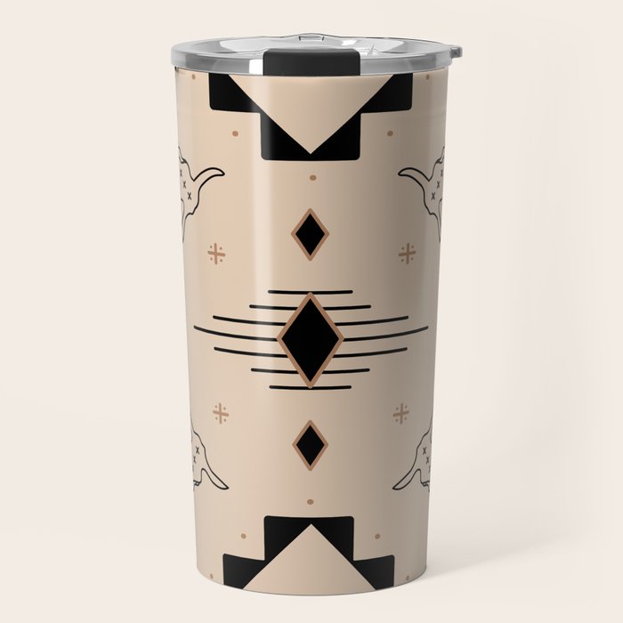 Lost Desert Tile - Black & Camel Travel Mug Gallery Image 1
