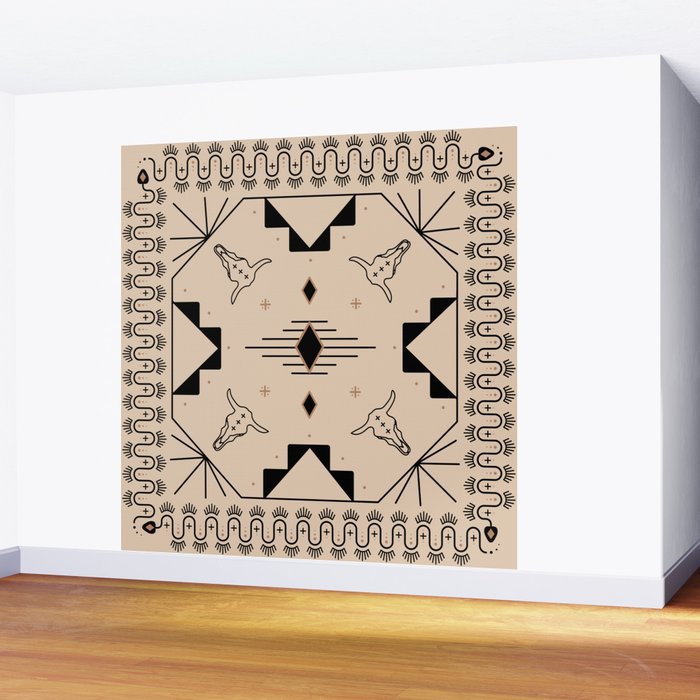 Lost Desert Tile - Black & Camel Wall Mural Gallery Image 2