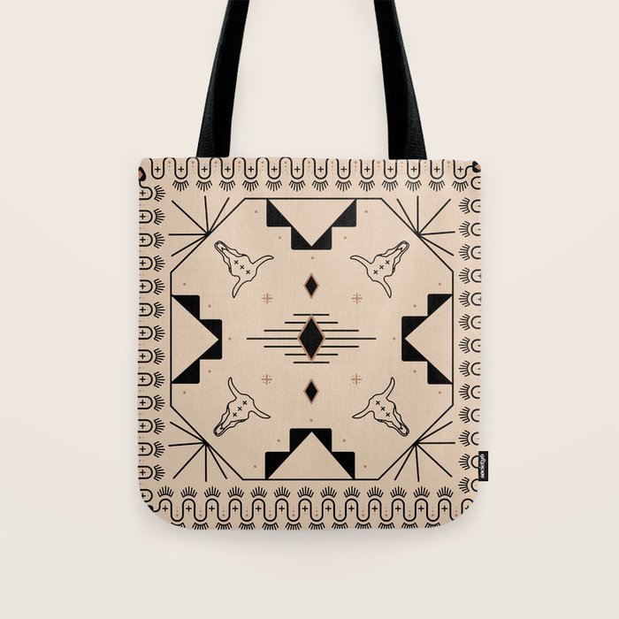 Lost Desert Tile - Black & Camel Tote Bag Gallery Image 1