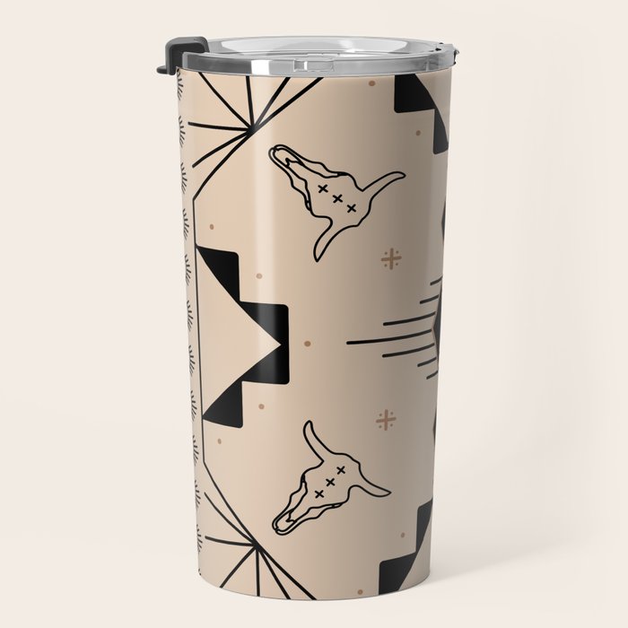 Lost Desert Tile - Black & Camel Travel Mug Gallery Image 3