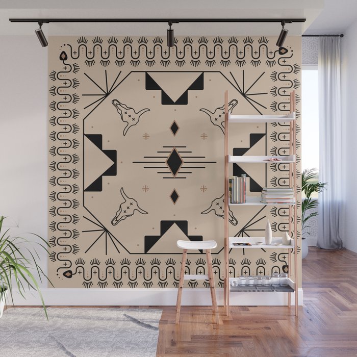 Lost Desert Tile - Black & Camel Wall Mural Gallery Image 1