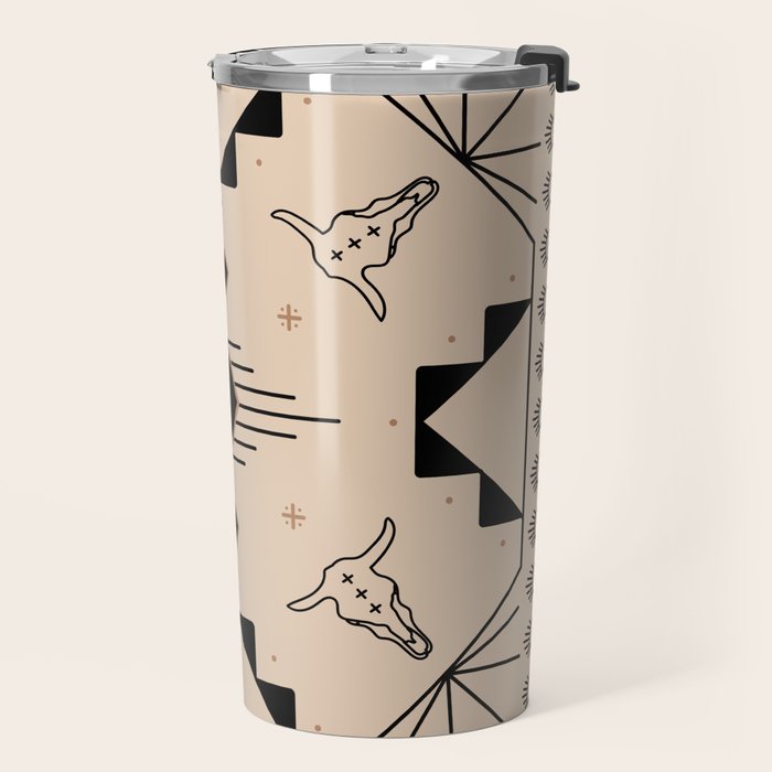 Lost Desert Tile - Black & Camel Travel Mug Gallery Image 2