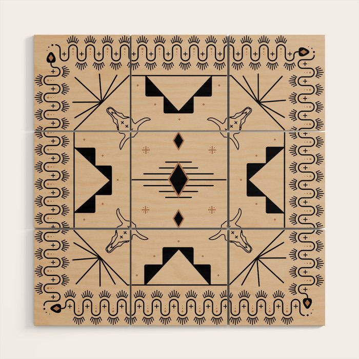Lost Desert Tile - Black & Camel Wood Wall Art Gallery Image 1