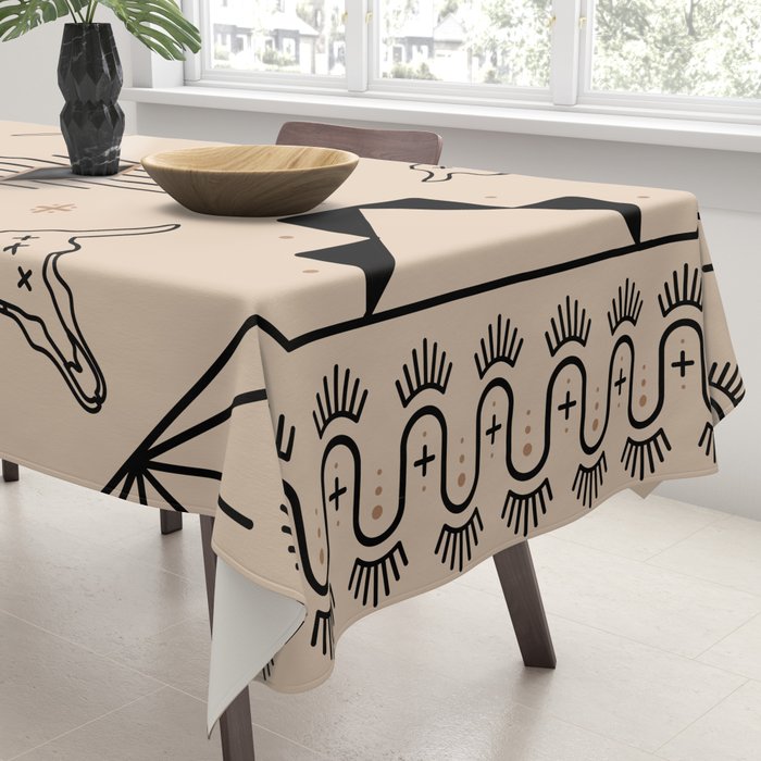 Lost Desert Tile - Black & Camel Tablecloth Gallery Image 3