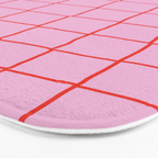 Retro Pink + Red Tiles Checker Plaid Bath Mat Gallery Image 3