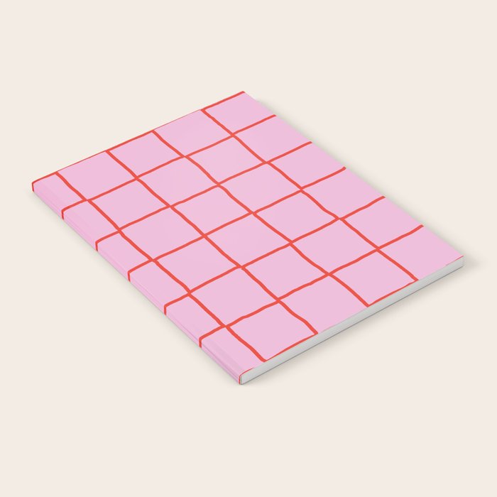Retro Pink + Red Tiles Checker Plaid Notebook Gallery Image 2