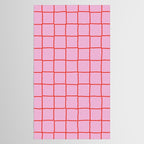 Retro Pink + Red Tiles Checker Plaid Tablecloth Gallery Image 2