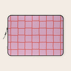 Retro Pink + Red Tiles Checker Plaid Laptop Sleeve Gallery Image 1