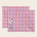 Retro Pink + Red Tiles Checker Plaid Placemat Gallery Image 1