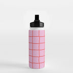Retro Pink + Red Tiles Checker Plaid Water Bottle Gallery Image 2