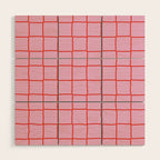 Retro Pink + Red Tiles Checker Plaid Wood Wall Art Gallery Image 1
