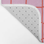 Retro Pink + Red Tiles Checker Plaid Bath Mat Gallery Image 2