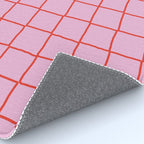 Retro Pink + Red Tiles Checker Plaid Rug Gallery Image 4