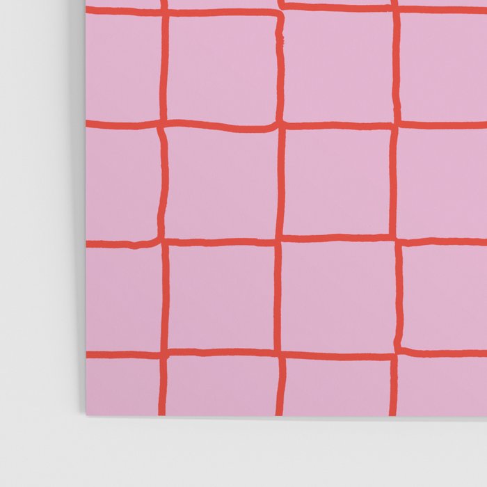Retro Pink + Red Tiles Checker Plaid Poster Gallery Image 3