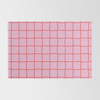 Retro Pink + Red Tiles Checker Plaid Rug Gallery Image 2
